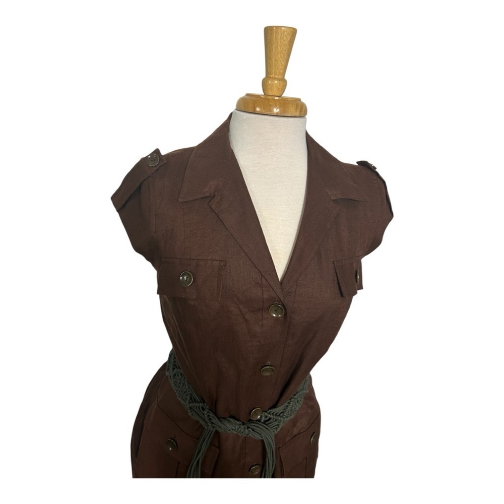 Maggie London, Safari utility dress. Brown Button-Down Dress - Picture 12 of 15